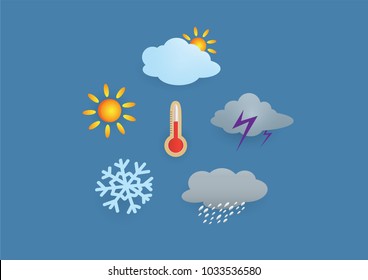thermometer and weather icons set