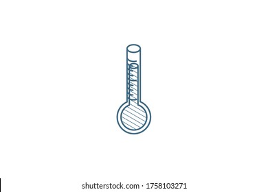 thermometer, weather isometric icon. 3d vector illustration. Isolated line art technical drawing. Editable stroke