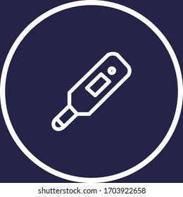 Icono de línea vectorial de color blanco termómetro con fondo oscuro