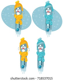 thermometer winter cartoon vector