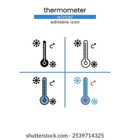 thermometer Winter Season Editable icon set