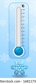 Thermometer im Winter zur Winterzeitgrafik