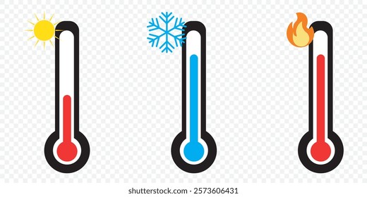 thermometer with yellow blue red scale, climate control, weather change, flat vector bicolor icon, weather icon. Temperature thermometer icon collection on white background. eps 10.