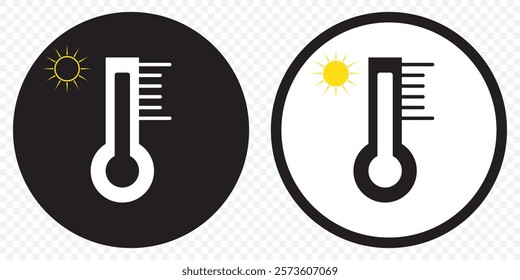 thermometer with yellow blue red scale, climate control, weather change, flat vector bicolor icon, weather icon. Temperature thermometer icon collection on transparent background. eps 10.