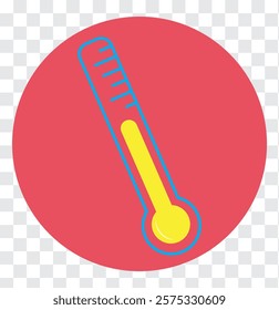 Thermometer with yellow blue red scale, climate control, weather change, flat vector bicolor icon, weather icon. Temperature thermometer icon collection. Thermometer colorful design icon.