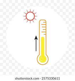 Thermometer with yellow blue red scale, climate control, weather change, flat vector bicolor icon, weather icon. Temperature thermometer icon collection. Thermometer colorful design icon.