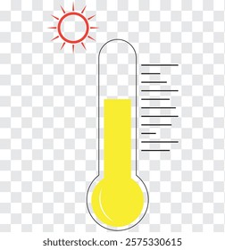 Thermometer with yellow blue red scale, climate control, weather change, flat vector bicolor icon, weather icon. Temperature thermometer icon collection. Thermometer colorful design icon.