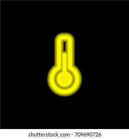 Thermometer yellow glowing neon ui ux icon. Glowing sign logo vector