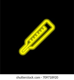 Thermometer yellow glowing neon ui ux icon. Glowing sign logo vector