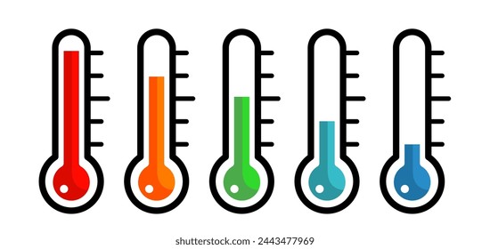 thermometers, cold, heat - vector illustration set, icon set	