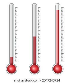 Thermometers with different levels and abstract scale. Vector Illustration