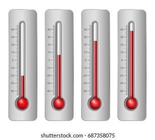 Thermometers with different levels and celsius scale. Vector Illustration