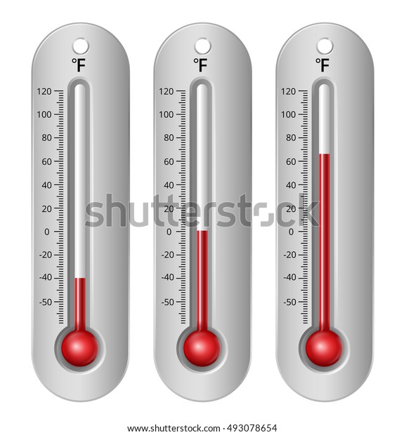 Thermometers Different Levels Fahrenheit Scale Vector Stock Vector