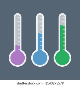 thermometers with different winter indications, vector illustration
