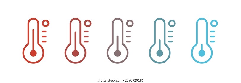 Thermometers Editable Vector Illustration Icons from Hot to Cold