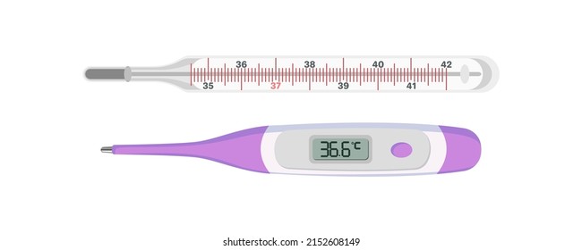Thermometers electronic and glass. Vector illustration.