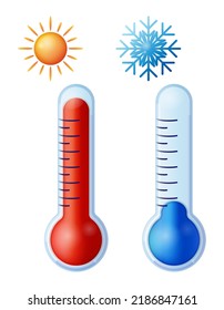 Thermometers with hot and cold climate indicators 