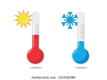 Thermometers hot and cold icon.