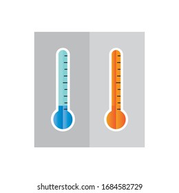 Thermometers icon with different zones. Vector image isolated on white background