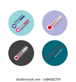 Thermometers icon with different zones. Vector image isolated on white background