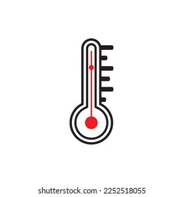 Thermometers icon with different zones. Vector image isolated on white background