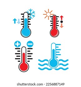 Icono de termómetros con diferentes zonas. Imagen de vector aislada en fondo blanco