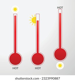 Thermometers measuring heat and cold, vector illustration. Thermometer equipment showing hot or cold weather.