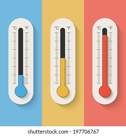 Thermometers on color background. Vector illustration in EPS10 format.