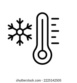 Thermometers with snowflake line icon. Different levels of temperature, climat control, air, warm, cold, weather conditions, fever, sickness, illness. Measure concept. Vector black line icon
