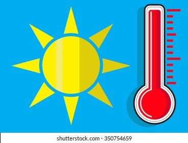 Thermometers and sun icon