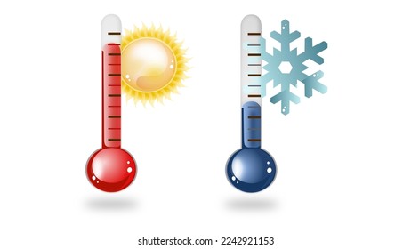termómetros con sol y copo de nieve
