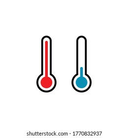 Thermometers vector icon.Cold, Hot weather. 