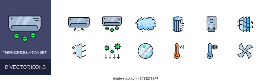 Thermoregulation icon set. Flat style. Vector icons
