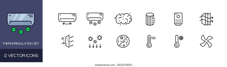 Thermoregulation icon set. Linear style. Vector icons