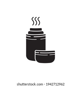 Thermos black glyph icon. Pictogram for web page, mobile app, promo. UI UX GUI design element. Editable stroke.