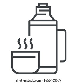thermos black line icon on white background