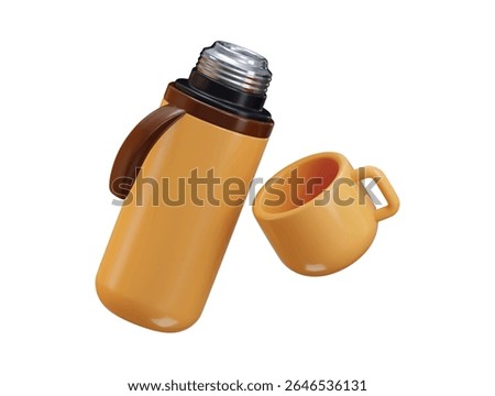 Thermos bottle cup icon 3d render concept of hiking aluminum liquid beverage thermos icon vector illustration