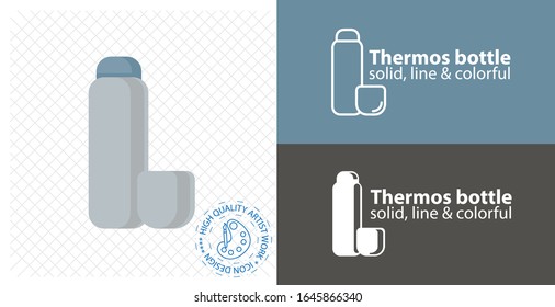 Thermos Flasche flach Symbol. Zeilensymbol