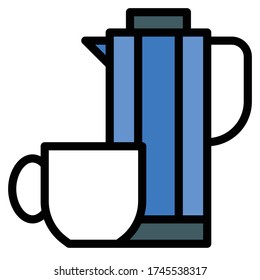 Icono del frasco Thermos, ilustración vectorial de estilo relleno de bebida