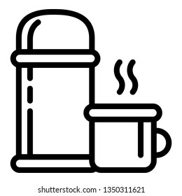 Thermos bottle icon. Outline thermos bottle vector icon for web design isolated on white background