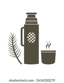 Thermos bottle and lid cup, vacuum flask.