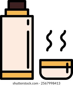 Thermos bottle line icon. Vacuum flask outline vector sign. Camping or alpinist thermo tumbler flask for hot drink linear style pictogram. Symbol, logo illustration. Editable stroke.