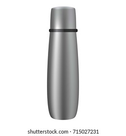 Thermos bottle mockup. Realistic illustration of thermos bottle vector mockup for web design isolated on white background