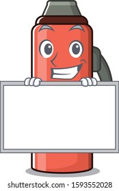 Thermos bottle Scroll cartoon character style grinning with board