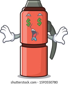 Thermos bottle Scroll with Money eye cartoon character style