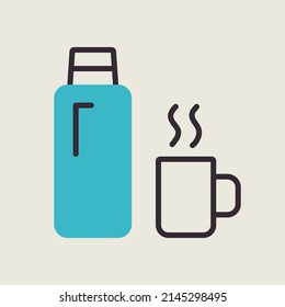 Thermos bottle vector isolated icon. Camping and Hiking sign. Graph symbol for travel and tourism web site and apps design, logo, app, UI