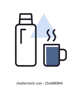 Thermos bottle vector isolated icon. Camping and Hiking sign. Graph symbol for travel and tourism web site and apps design, logo, app, UI