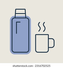 Thermos bottle vector isolated icon. Camping and Hiking sign. Graph symbol for travel and tourism web site and apps design, logo, app, UI