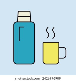 Thermos Flasche Vektor isoliert Symbol. Camping- und Wanderschild. Graph-Symbol für Reise-und Tourismus-Website und Apps Design, Logo, App, UI