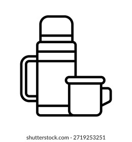 Thermos Bottle Winter Gear Vector Illustration, Line Style Icon